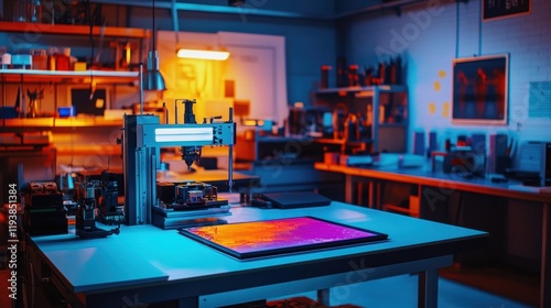 Wallpaper Mural A workspace featuring a small heat press machine used for fabric printing illustrating the creative possibilities available in microfactory setups with reduced costs. Torontodigital.ca