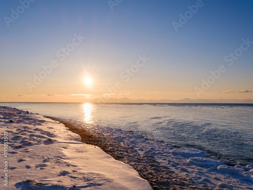 Coastline near Longyearbyen, the capital of Svalbard on the island of Spitsbe...