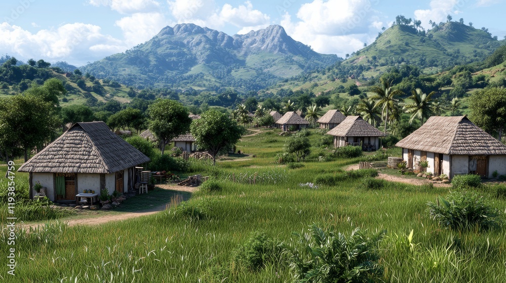 Charming Village and Majestic Mountain Charming Village and Majestic Mountain