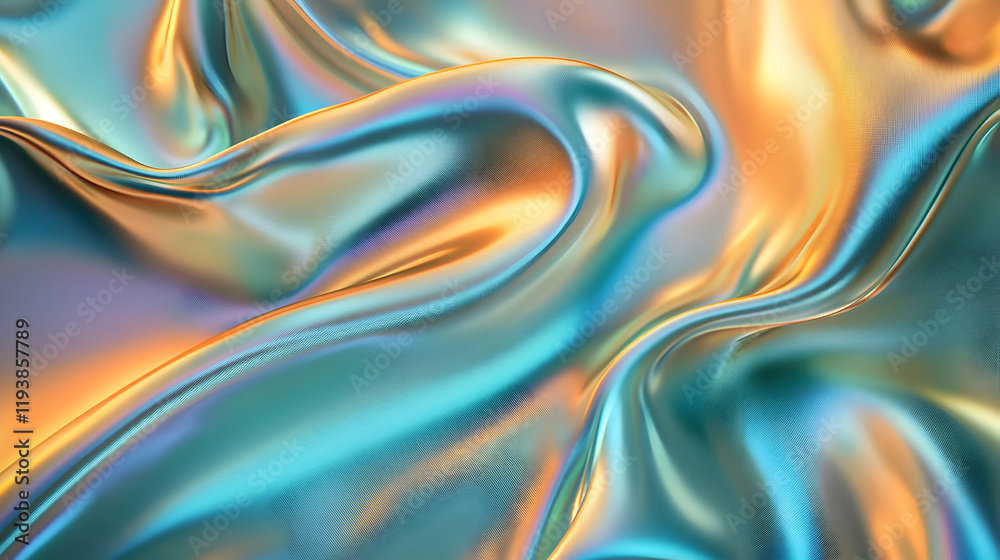 Obraz premium Colorful Satin Fabric with Waves and Reflections in Bright Light