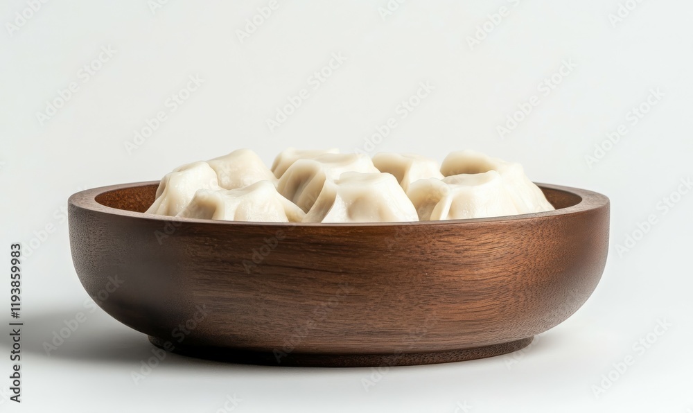 Steamed dumplings in a wooden bowl a delicious meal Steamed dumplings in a wooden bowl a delicious meal