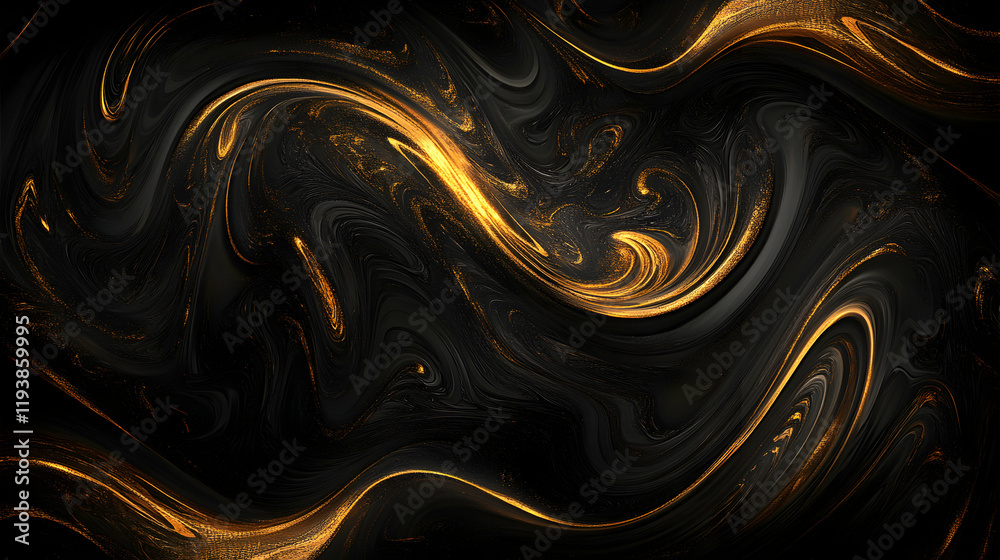 Obraz premium Abstract Swirling Gold and Black Texture with Dynamic Flowing Patterns