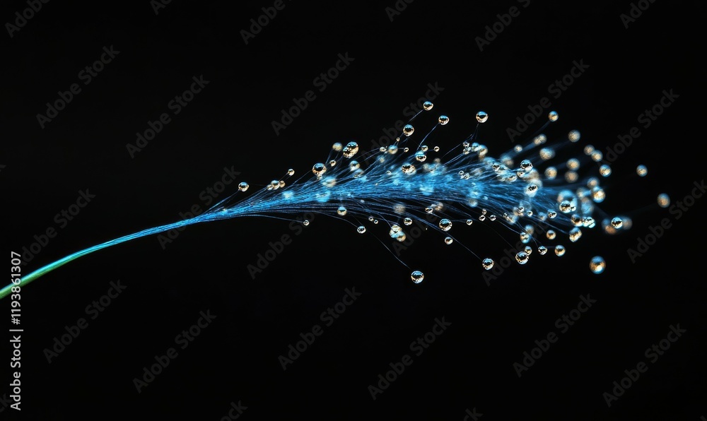 Tiny droplets of blue mist suspended in mid-air , atmospheric, hovering Tiny droplets of blue mist suspended in mid-air , atmospheric, hovering