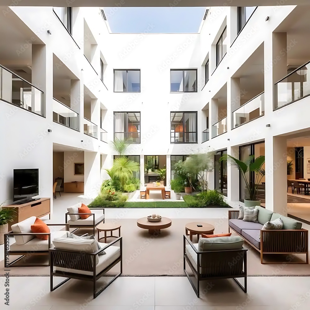 Modern Courtyard Design with Indoor Outdoor Living Space Modern Courtyard Design with Indoor Outdoor Living Space
