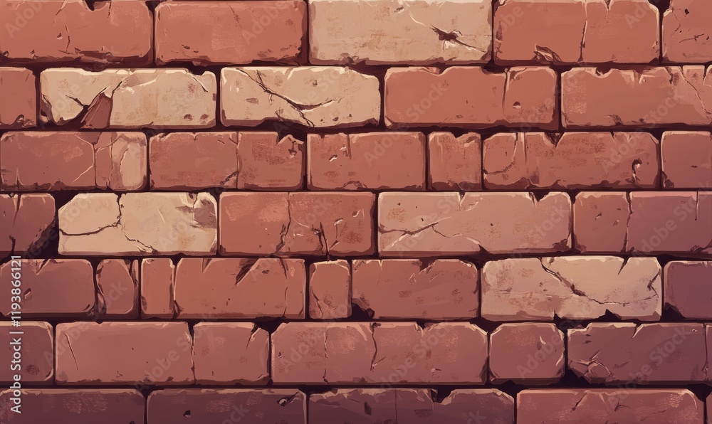 Obraz premium Weathered Red Brick Wall with Flaking Paint