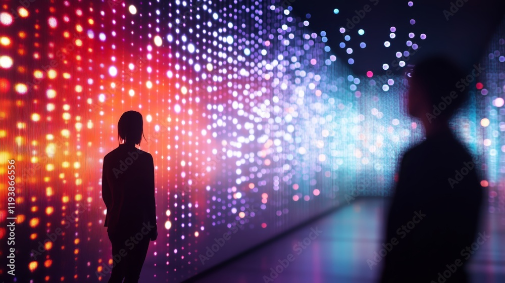 Immersive digital light wall art with silhouettes
Immersive digital light wall art with silhouettes