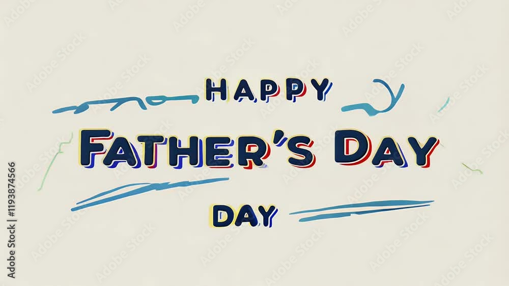 Simple doodle style lettering dances across the screen creating retro themed “Happy Father’s Day” animation with hand drawn touch