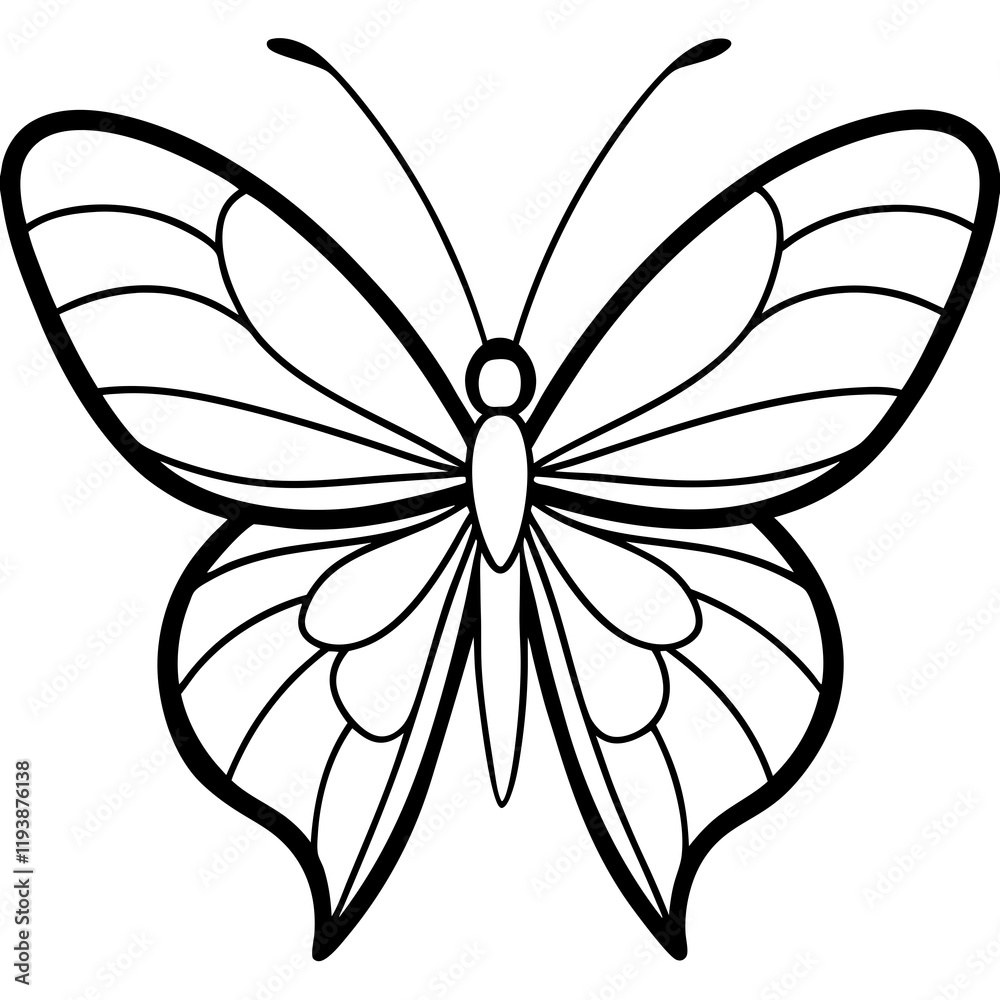 Cute Silhouette of a Butterfly line art vector cartoon illustration Cute Silhouette of a Butterfly line art vector cartoon illustration