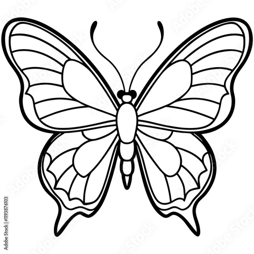 Cute Silhouette of a Butterfly line art vector cartoon illustration