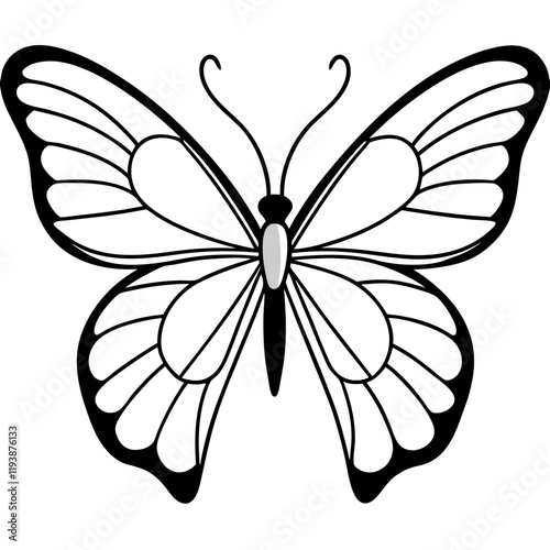 Cute Silhouette of a Butterfly line art vector cartoon illustration