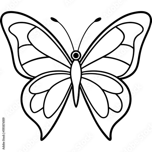 Cute Silhouette of a Butterfly line art vector cartoon illustration