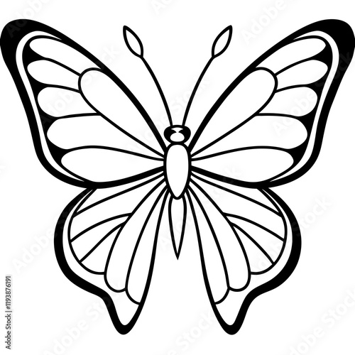 Cute Silhouette of a Butterfly line art vector cartoon illustration