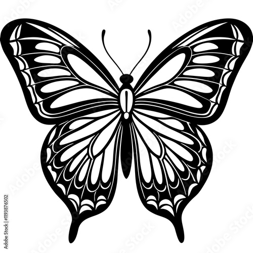 Cute Silhouette of a Butterfly line art vector cartoon illustration