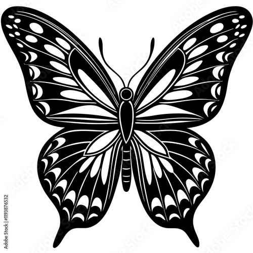 Cute Silhouette of a Butterfly line art vector cartoon illustration