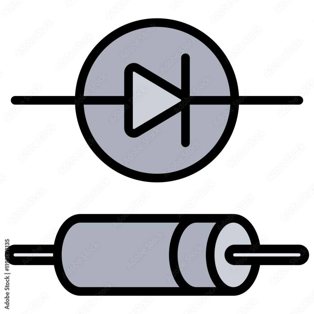 Diode Outline Color Icon Diode Outline Color Icon