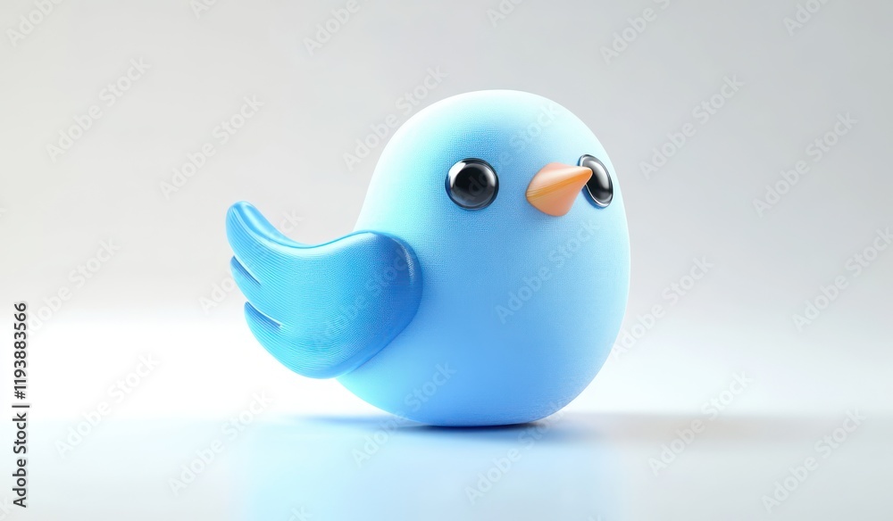 Isolated 3D Icon of Bird, Minimalistic Design, Soft Lighting, Vibrant Blue, Floating in White Space Isolated 3D Icon of Bird, Minimalistic Design, Soft Lighting, Vibrant Blue, Floating in White Space