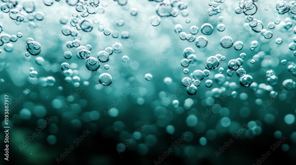Fototapeta premium Abstract Teal Water Bubbles Liquid Background Texture