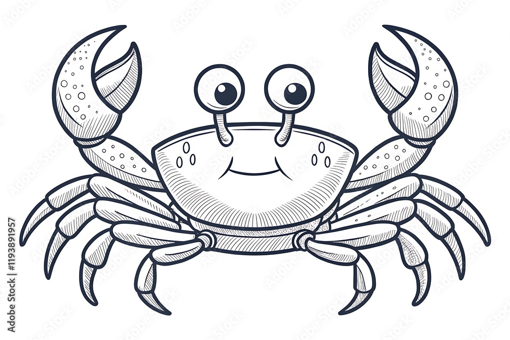 Cute Cartoon Crab Character with Big Eyes and Happy Expression, Perfect for Kids' Illustrations, Educational Materials, or Fun Aquatic Themes in Creative Projects Cute Cartoon Crab Character with Big Eyes and Happy Expression, Perfect for Kids' Illustrations, Educational Materials, or Fun Aquatic Themes in Creative Projects