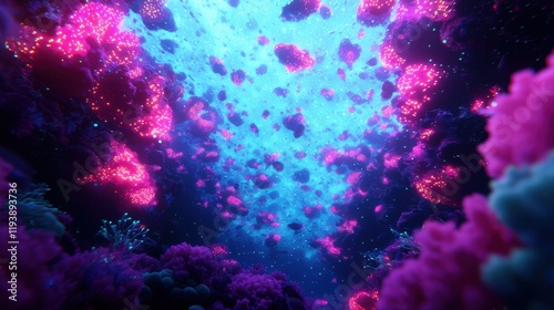 Wallpaper Mural Colorful Underwater Scene with Vibrant Coral and Glowing Lights Torontodigital.ca