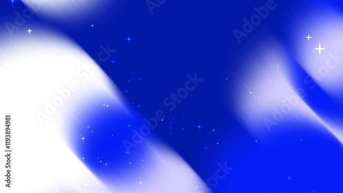 A vibrant abstract design featuring swirling blue and white patterns with sparkling elements, creating a dreamy and ethereal atmosphere.