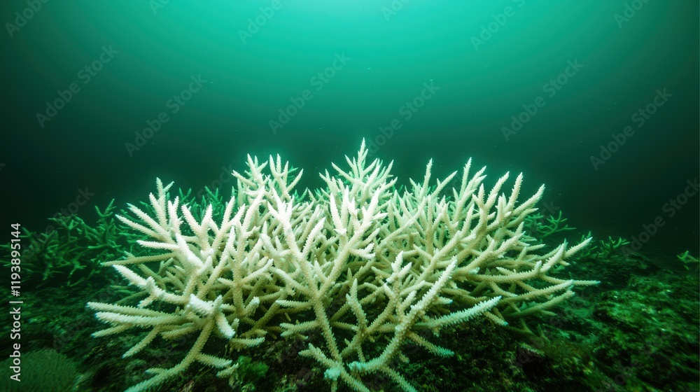Naklejka premium Underwater Coral Reef Ecosystem with White Coral Structures