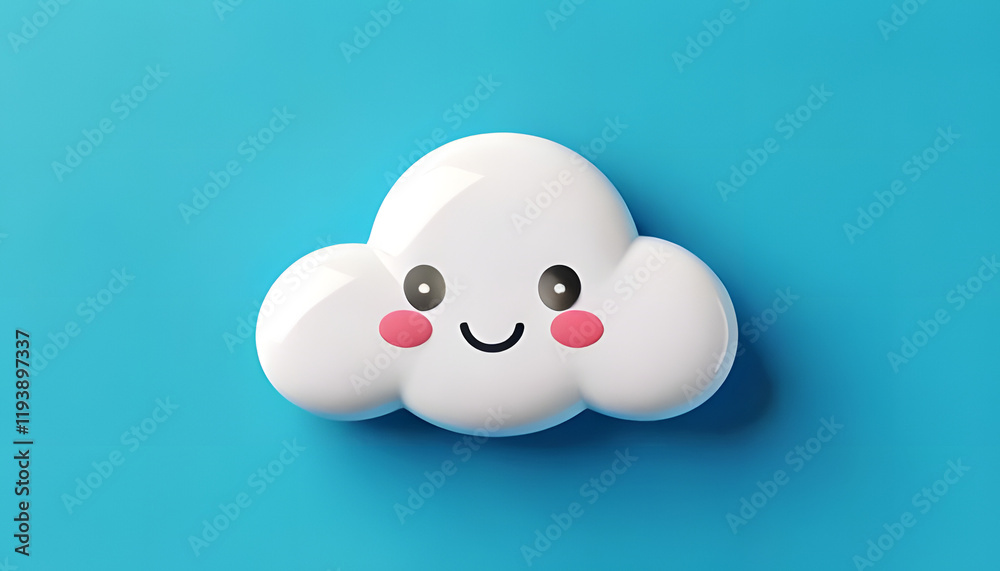 isolated white cloud icon element on blue background, Generative AI isolated white cloud icon element on blue background, Generative AI