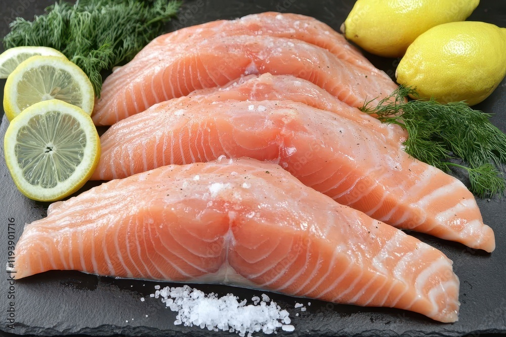 Fresh Salmon Filets Prepared with Lemon and Dill Fresh Salmon Filets Prepared with Lemon and Dill