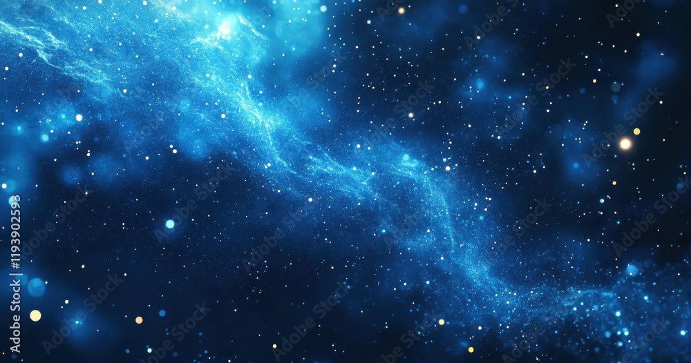 Fototapeta premium Stunning Cosmic Background with Bright Blue Nebula, Glittering Stars, and Ethereal Space Elements for Use in Science Fiction, Fantasy, and Mystical Themes