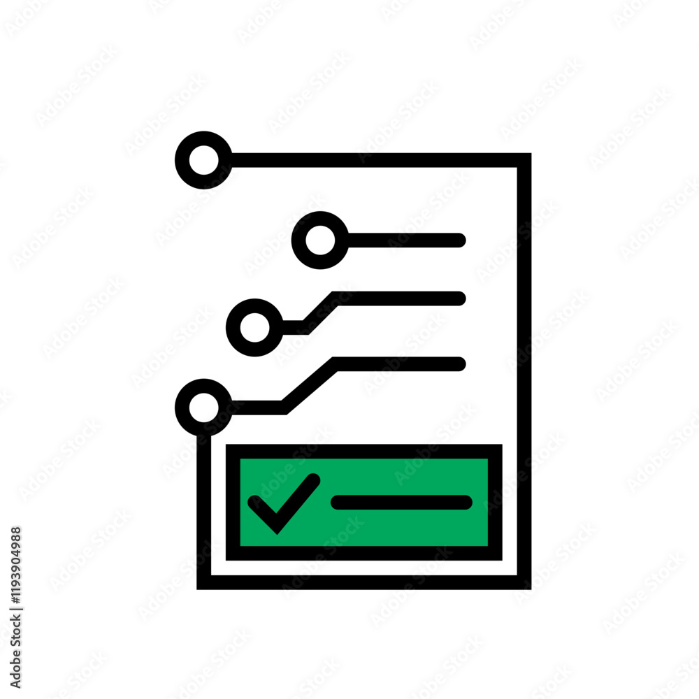 Digital checklist icon with circuits and green completion box.Success. Clarity. Efficient task management.Workflow automation, project tracking, productivity solutions, goal achievement. Digital checklist icon with circuits and green completion box.Success. Clarity. Efficient task management.Workflow automation, project tracking, productivity solutions, goal achievement.