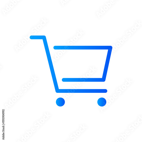 Flat blue shopping cart icon, gradient color shop goods trolley product element, elegant digital e-commerce sell item, online business e store monochrome illustration for website buy page logo design