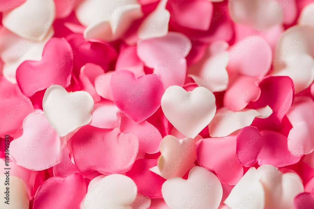 Obraz premium Romantic Pink and White Heart Shaped Petal Background for Valentine and Wedding Themes : Generative AI