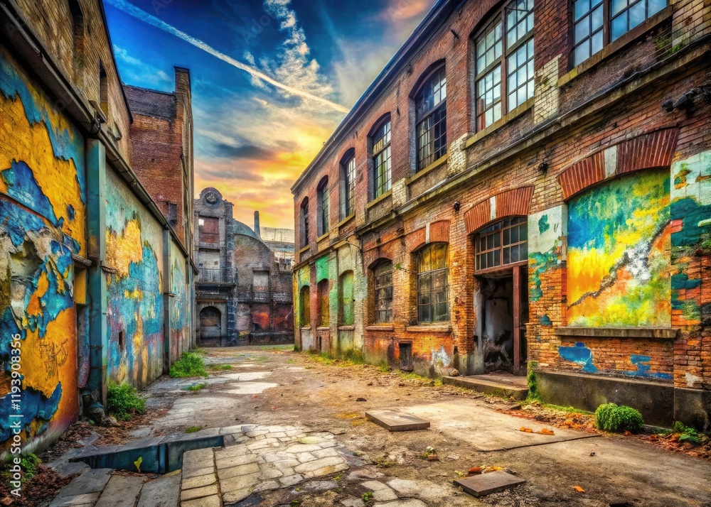 Fototapeta premium Discover Belgium's urban decay: abandoned structures, forgotten corners, hidden gems revealed through urban photography, mapped for your exploration.
