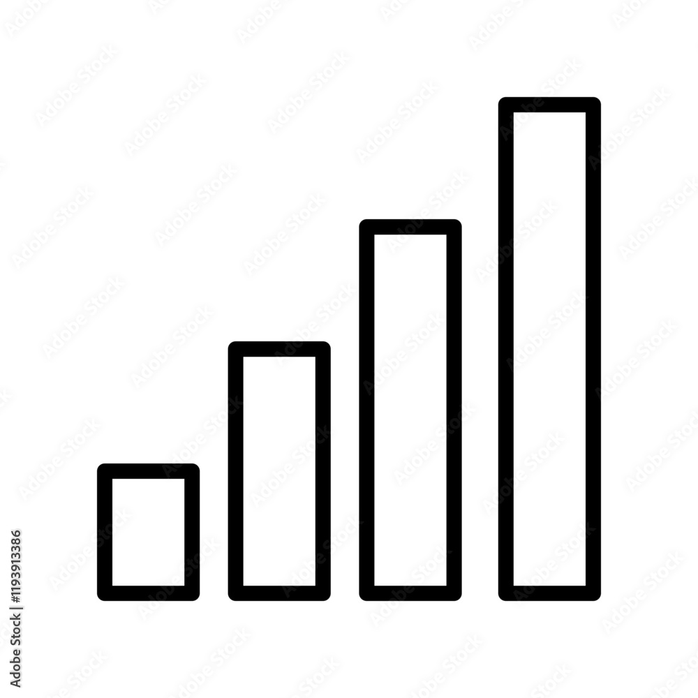 Black single financial growing up chart graph bars line icon, success graph trending upwards flat design interface infographic element for app ui ux web button, vector isolated on white background Black single financial growing up chart graph bars line icon, success graph trending upwards flat design interface infographic element for app ui ux web button, vector isolated on white background