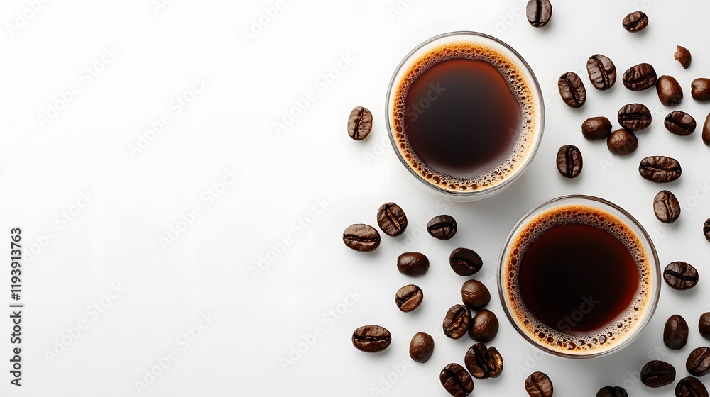 Obraz premium Cold Coffee, Cold Coffee on white background space for text