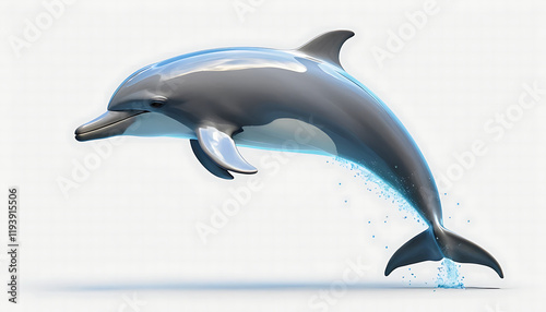 Dolphin side view, isolated background. Generative Ai