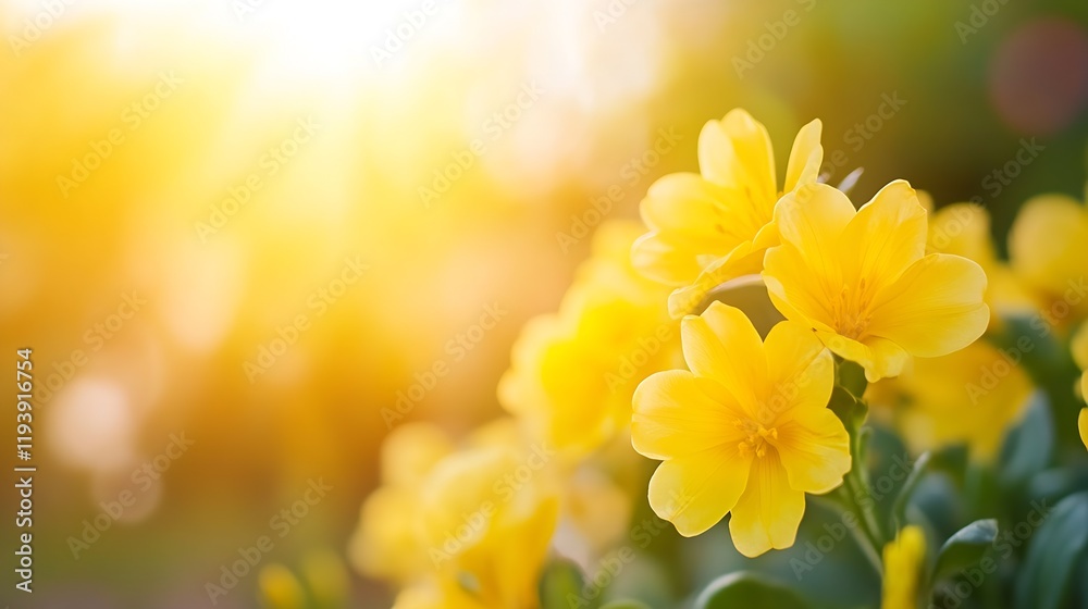 Fototapeta premium Sunny Blooming Yellow Flowers in Garden with Bright Sunlight : Generative AI