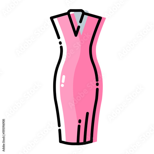 Pink Cute Girl Dress Woman Skirt Vector Illustration Graphic Symbol