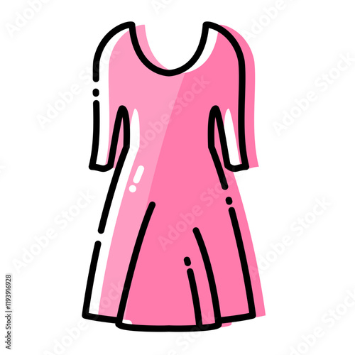 Pink Cute Girl Dress Woman Skirt Vector Illustration Graphic Symbol