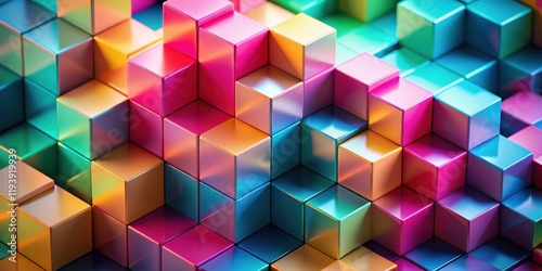 Abstract Colorful Cube Arrangement A Vibrant 3D Geometric Pattern