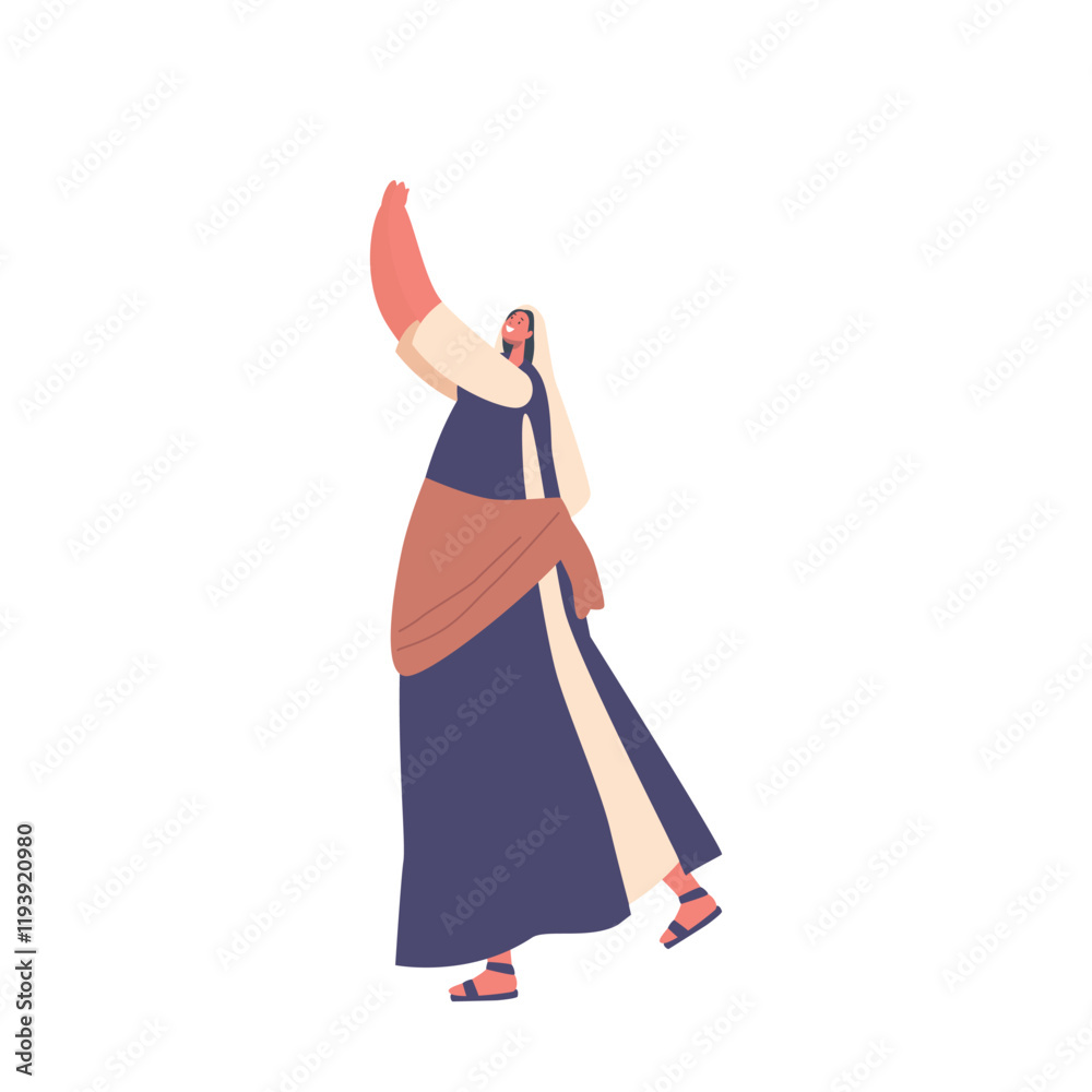 Smiling Female Dances Clapping Hands. Jewish Woman Worships Taurus Glorifying Idol. Cartoon People Vector Illustration Smiling Female Dances Clapping Hands. Jewish Woman Worships Taurus Glorifying Idol. Cartoon People Vector Illustration