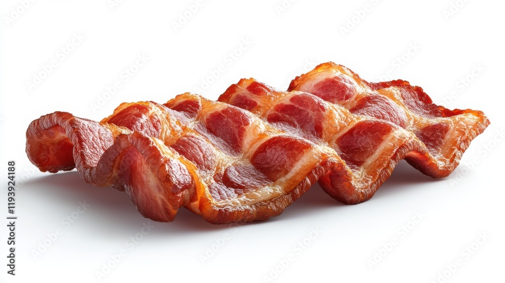 Crispy and Deliciously Rendered Bacon Slice with a Perfect Curl and Rich Color Ideal for Food Photography and Culinary Presentation