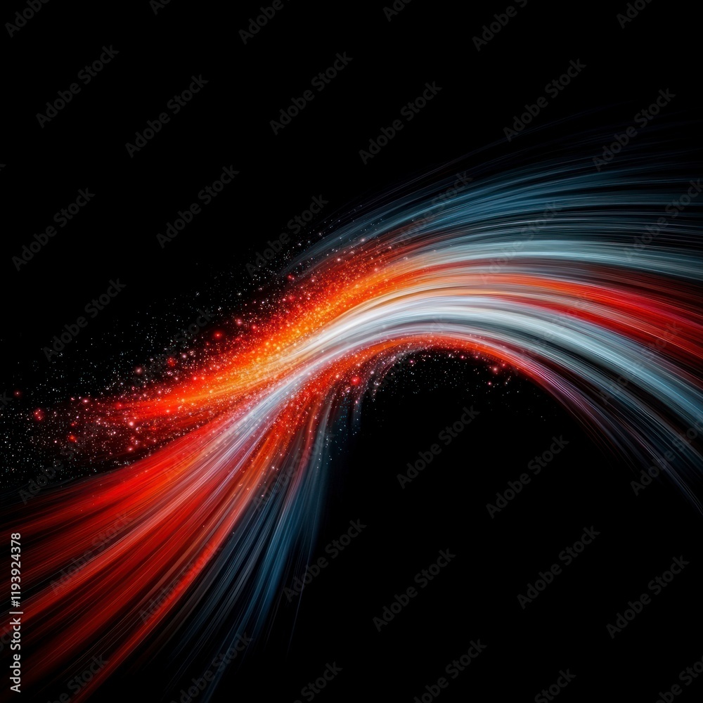 Obraz premium Abstract Red White Light Trails Glowing Energy Flow Dynamic Background