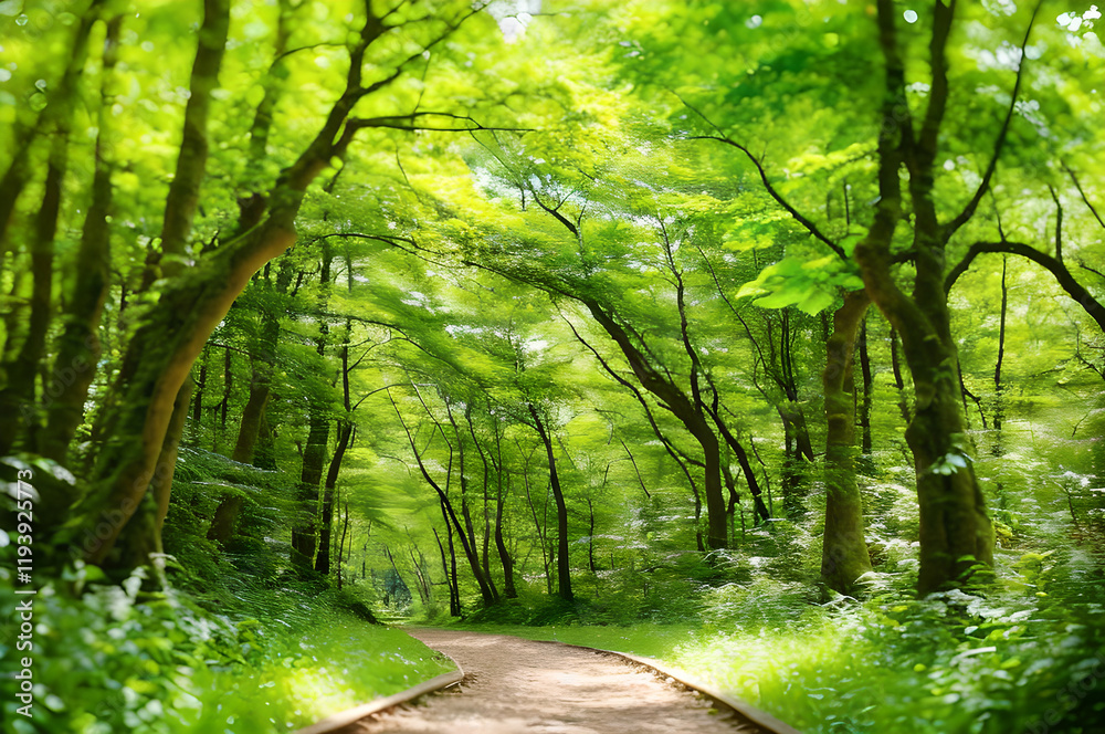 Obraz premium 緑豊かな森の小道