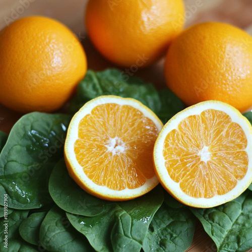 Pair Iron with Vitamin C, iron-rich foods like spinach, lentils with Vitamin C sources like orange, lemon and strawberry photo