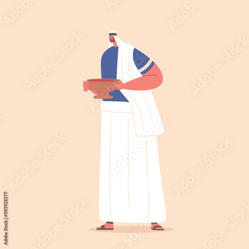 Ancient Israelite Man Holds Cup Of Wine During Religious Ceremony Representing The Covenant Between God And People