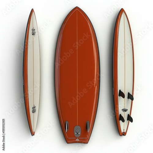 Orange surfboard design: Perfect for summer surfing and beach adventures. Experience the thrill of riding waves with style and skill! photo