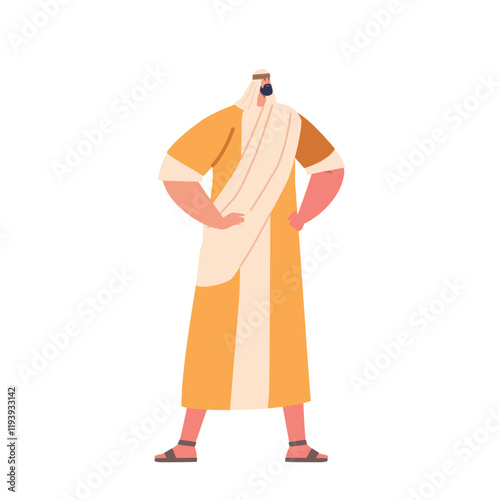 Ancient Israelite Man With Beard Wear Traditional Clothing And Sandals Male Figure Of The Past Portraying Cultural Theme