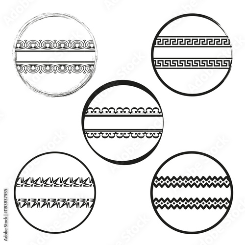 Circular pattern set. Decorative line graphic. Abstract ornament vector. Artistic design symbol.