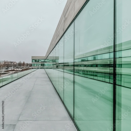 Modern Glass Office Building Exterior  Concrete Facade  Minimalist Architecture