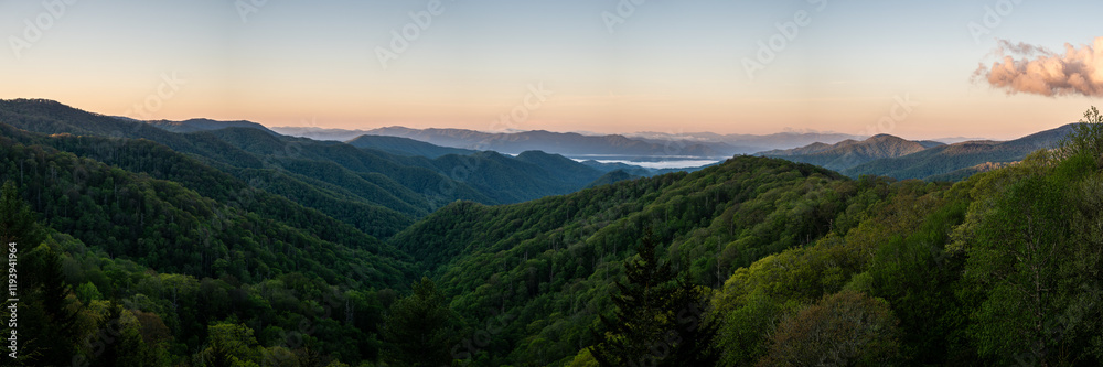 Panorama of Sunrise from Newfound Gap in the Smokies Panorama of Sunrise from Newfound Gap in the Smokies